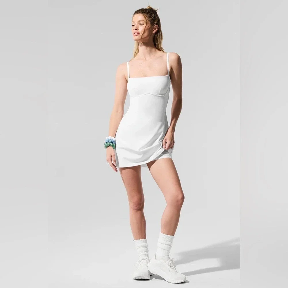 Alo Yoga Airbrush Streamlined Dress White/White M